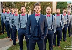 2016 Темно-синие дружки Смокинги для женихов комплект из 3 предметов свадебные костюмы для выпускного для Для мужчин Костюмы для жениха