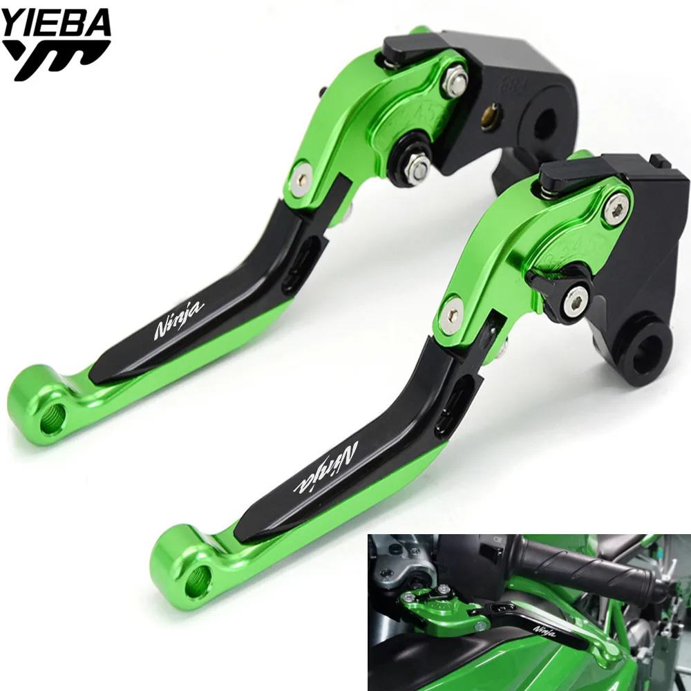 With NINJA LOGO Motorcycle Brake Handle Adjustable Folding Brake Clutch Levers For KAWASAKI NINJA250R NINJA 250R 250 R 2008-2012