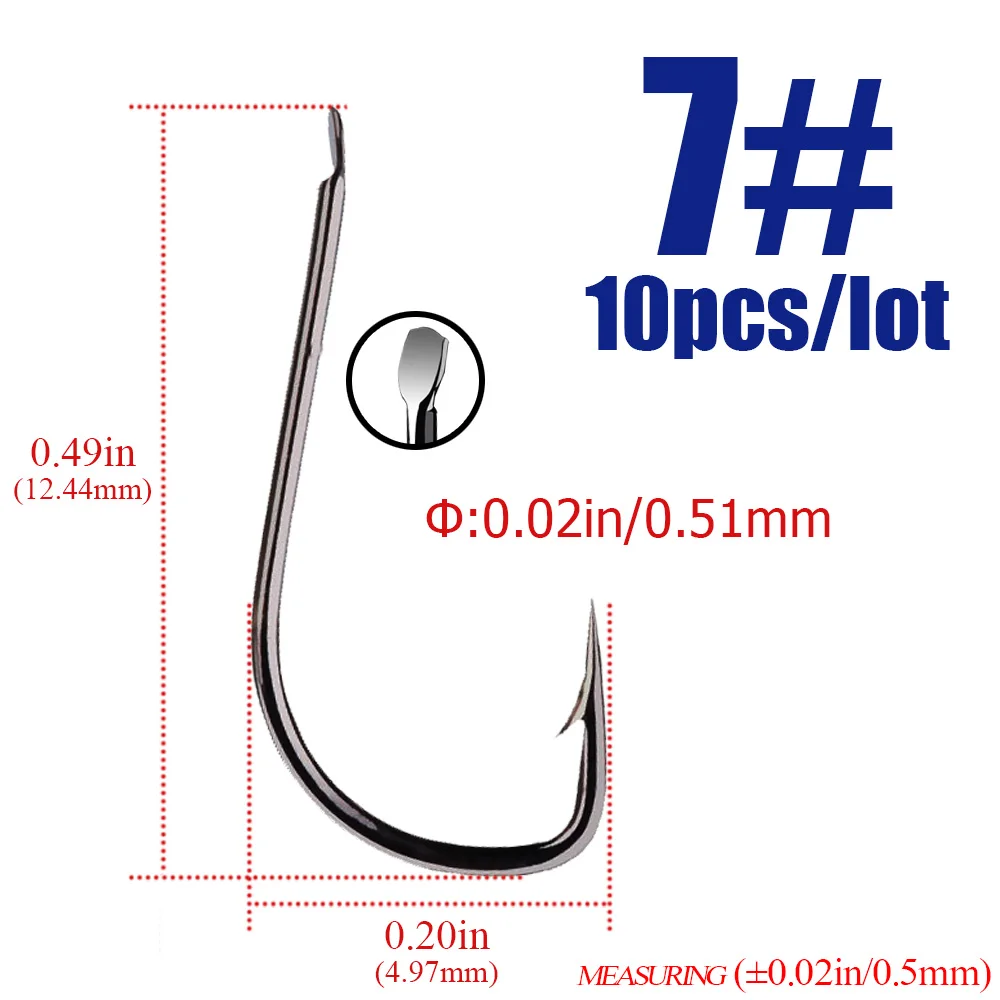 10 шт./лот Sode рыболовные крючки черные колючей высокоуглеродистой Острый Стальной приманки снасти сильный gamakatsu - Цвет: size7