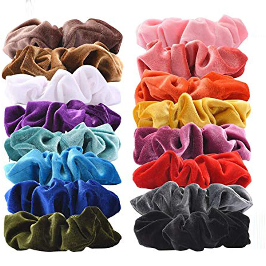 9/15/20 pcs Velvet satin Hairband Scrunchie Pure Grip Soft Loop Holder Stretchy Headband hair Ties Haircut Accessories