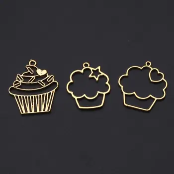 

3Pcs Cake Cup Metal Frame Pendant Open Bezel Blank Setting UV Resin Jewelry DIY Frame