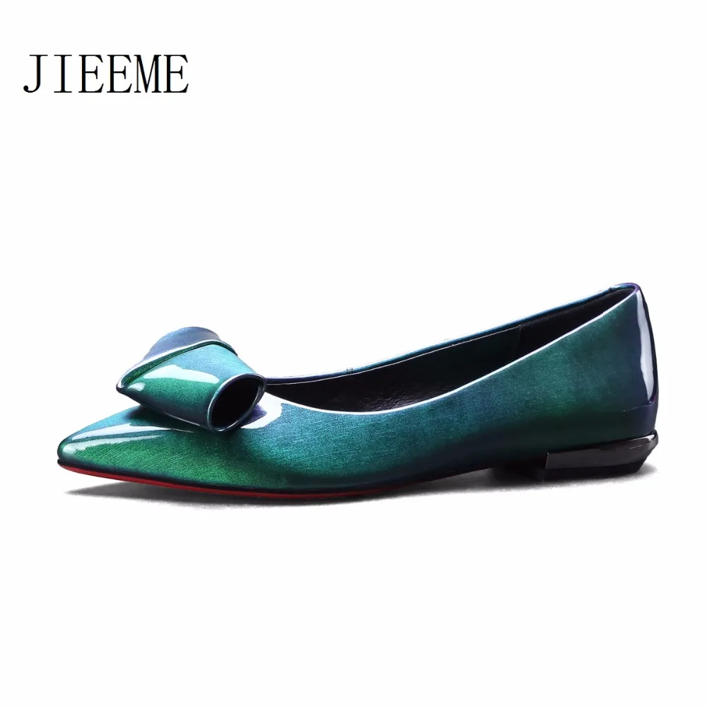 

2018 New Arrival High quality Patent leather Black Green Pointed toe Women pump Low Heels Shoes woman