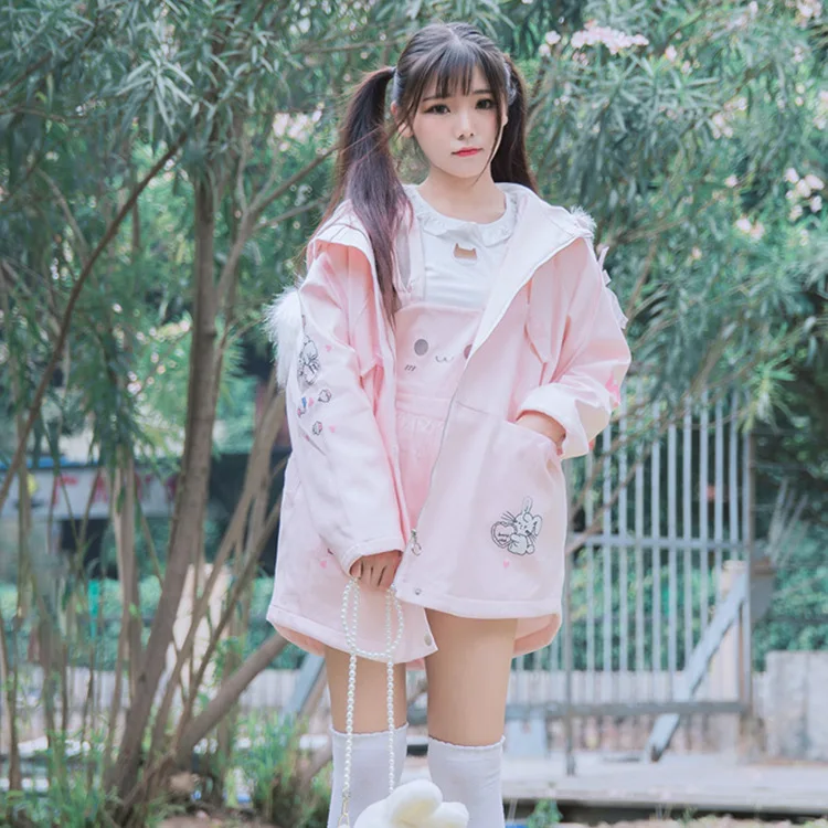 

Spring and Autumn Korean loose students Lolita jacket long-sleeved jacket casual cute rabbit printing coat