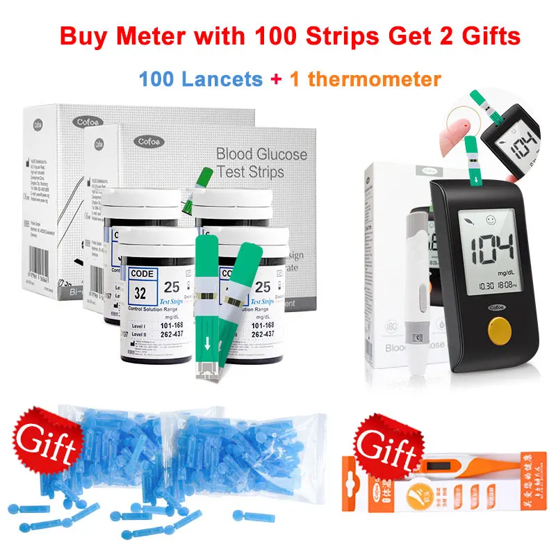 

Cofoe Yiling Medical Glucometer Blood Glucose Meter Monitor Diabetes Tester Kit with 50/100pcs Test Strips&Lancet Needles