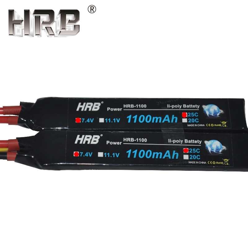 HRB RC Lipo батарея 2S 7,4 V 3S 11,1 V 1100mAh 25C разъем Tamiya Airsoft пневматические пистолеты для радиоуправляемого автомобиля fpv Дрон с 1-8S тестер напряжения