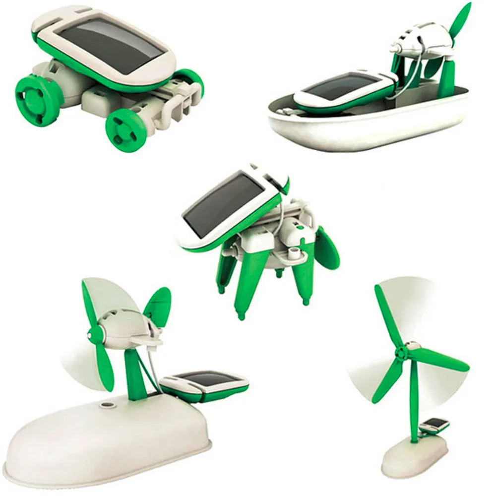 

2019 New 6 in 1 Solar Power Robot Kit DIY Assemble Gadget Airplane Boat Car Train Model Science Gift Toys for Boy Kids