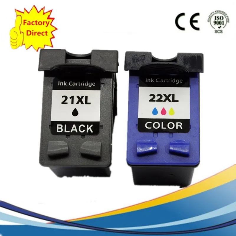 Чернильный картридж для принтера тонер для HP21 HP22 с чернилами hp DeskJet D2360 D2430 D2445 D2460 F2110 F2120 F2128 F2140 F2180 F2187 - Цвет: 1SET
