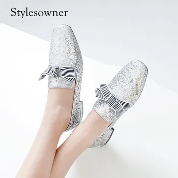 

Stylesowner Shallow Woman Pumps Shoes Elegant Design Spring Autumn Leisure Square Toe Single Shoes Slip-on Woman Party Pumps