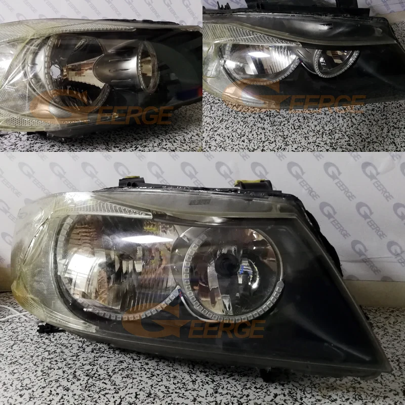 BMW 3 Series E90 E91 2005 2006 2007 2008 Halogen headlight RGB led angel eyes(3)