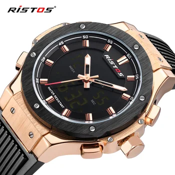 

2018 Ristos Brand New Fashion Multifunction Men Army Sport Watch Chronograph Digital Male Wristwatches Relojes Masculino Hombre