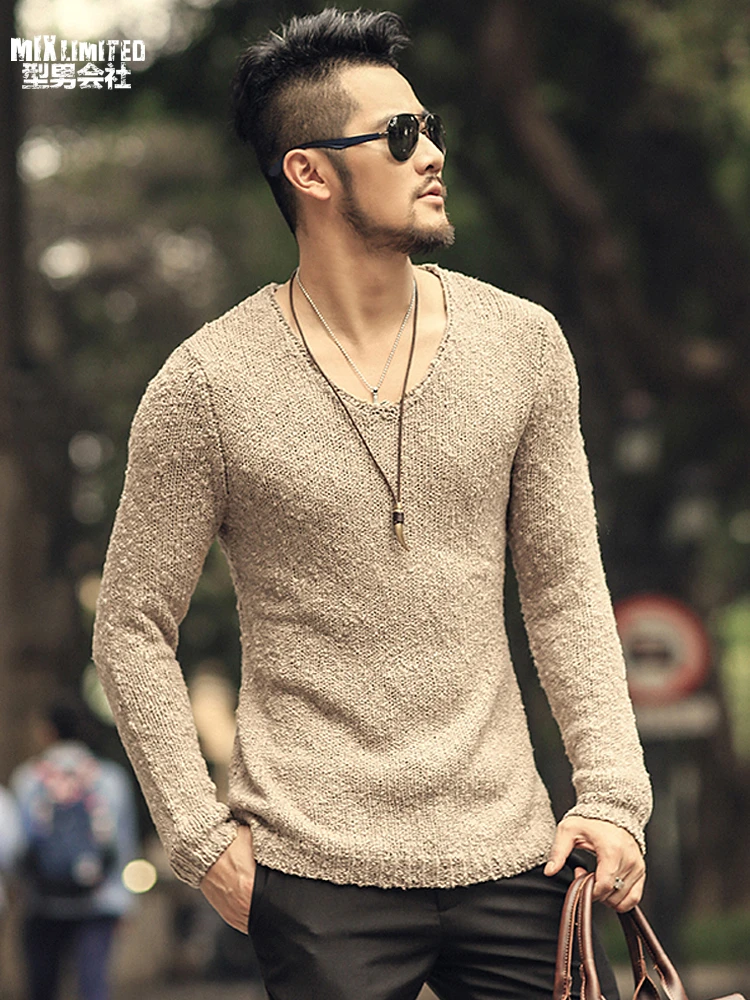 Pullover V Neck Sweater Men's Brand Slim Fit Pullovers Casual Sweater Knitwear Pull Homme High Quality Fashion - Pullovers - AliExpress