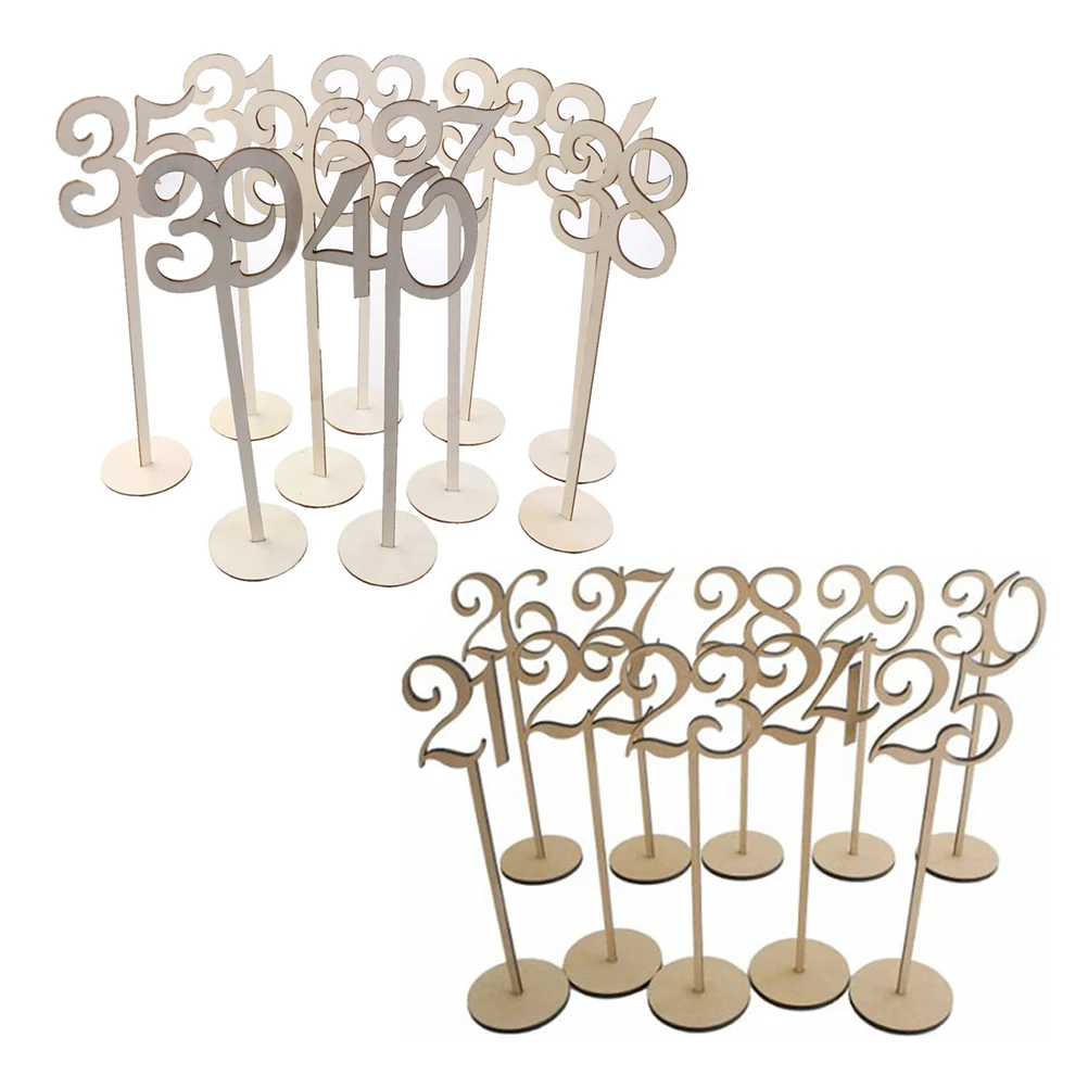 40pcs 1 40 Wooden Table Numbers with Holder Base for Wedding or Home