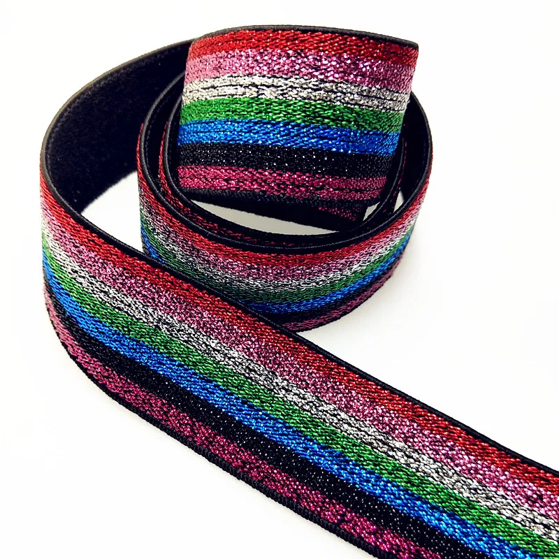 

1m Elastic Bands 25mm Glitter Colorful Hot Stamping Rubber Band DIY Webbing Garment Apparel Bags Sewing Accessories 2.5CM Wide