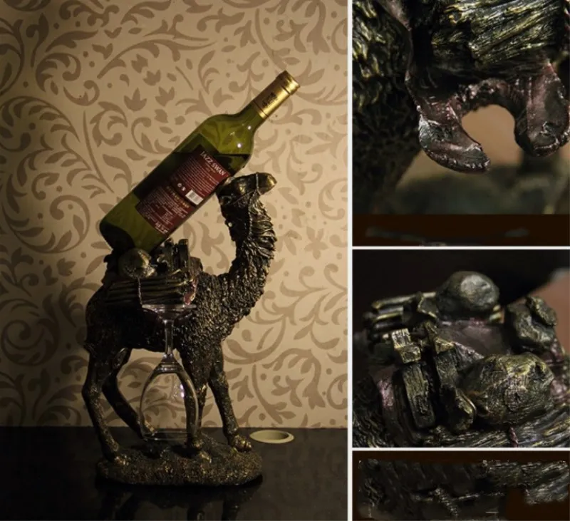Винтажная верблюжья скульптура винный шкаф декоративная Смола красная винная бутылка поддержка барная посуда ремесло для украшения дома и фестиваля подарок