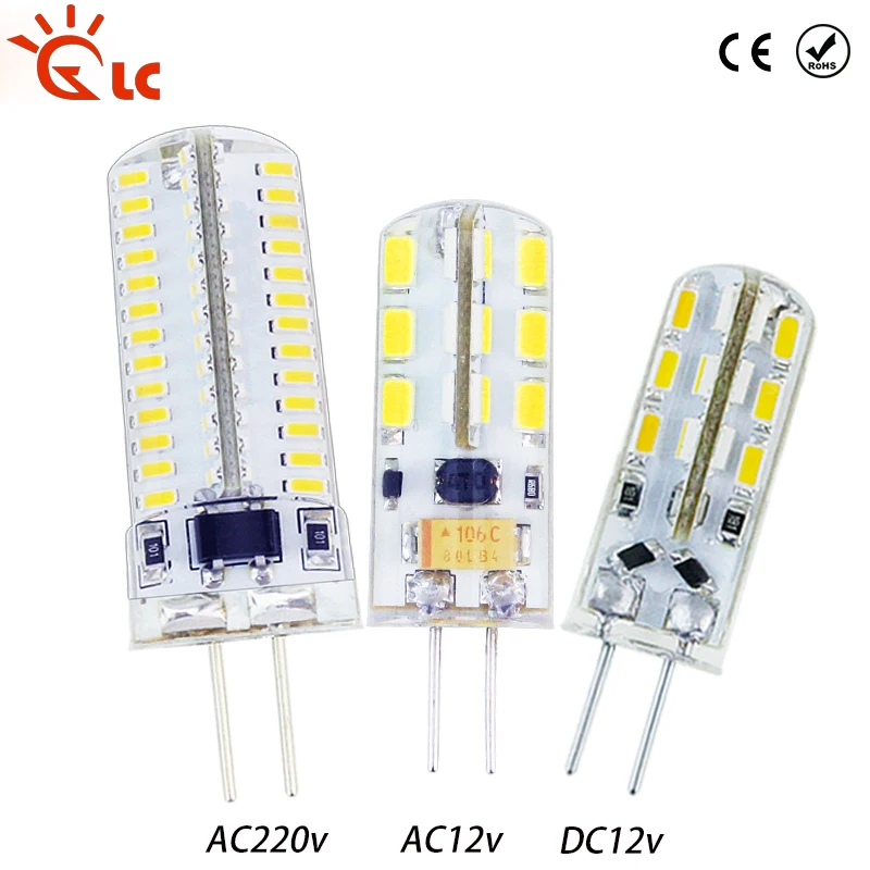 G4 светодиодный 12V AC 220V SMD3014 1W 2W 3W 5w 220v Замена 10w 20W 30W 50W галогенная лампа 360 Угол луча