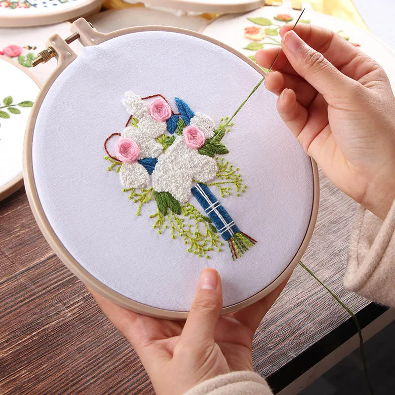 3D сделай сам, розы, свадебный букет, Набор для вышивания, наборы для рукоделия, вышивка крестиком с обручем для начинающих, уникальный подарок, домашний декор - Цвет: G