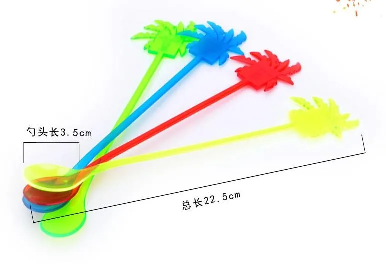Кухонные барные принадлежности барные инструменты конфетного цвета Акриловые кокосовые пальмовые коктейли совок для льда фруктовый сок muddlers 60 шт./партия