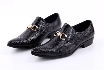 

Handmade SnakeSkin Genuine Leather Luxury Men Dress Shoes Slip On Italian Wedding Flats Shoe Size 38-46