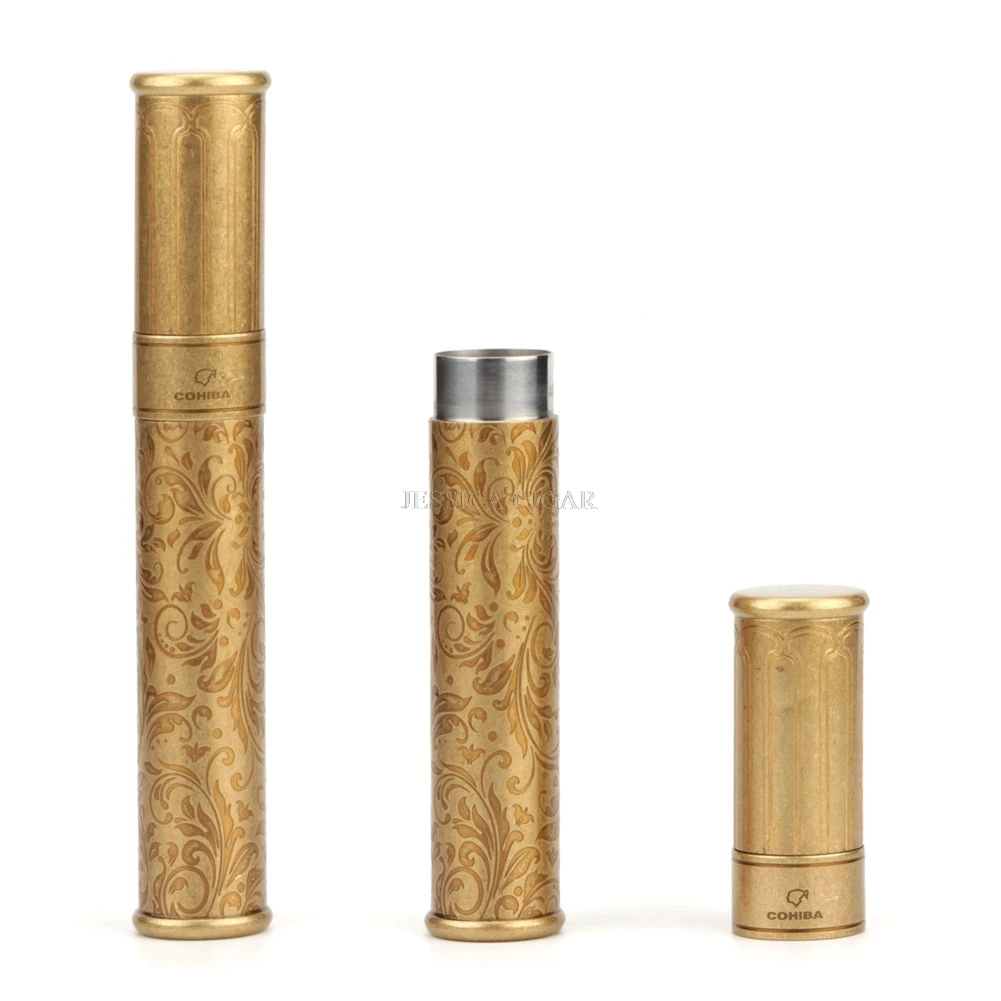 COHIBA Golden Delicate Retro Cigar Tube Metal Portable Cigar Holder