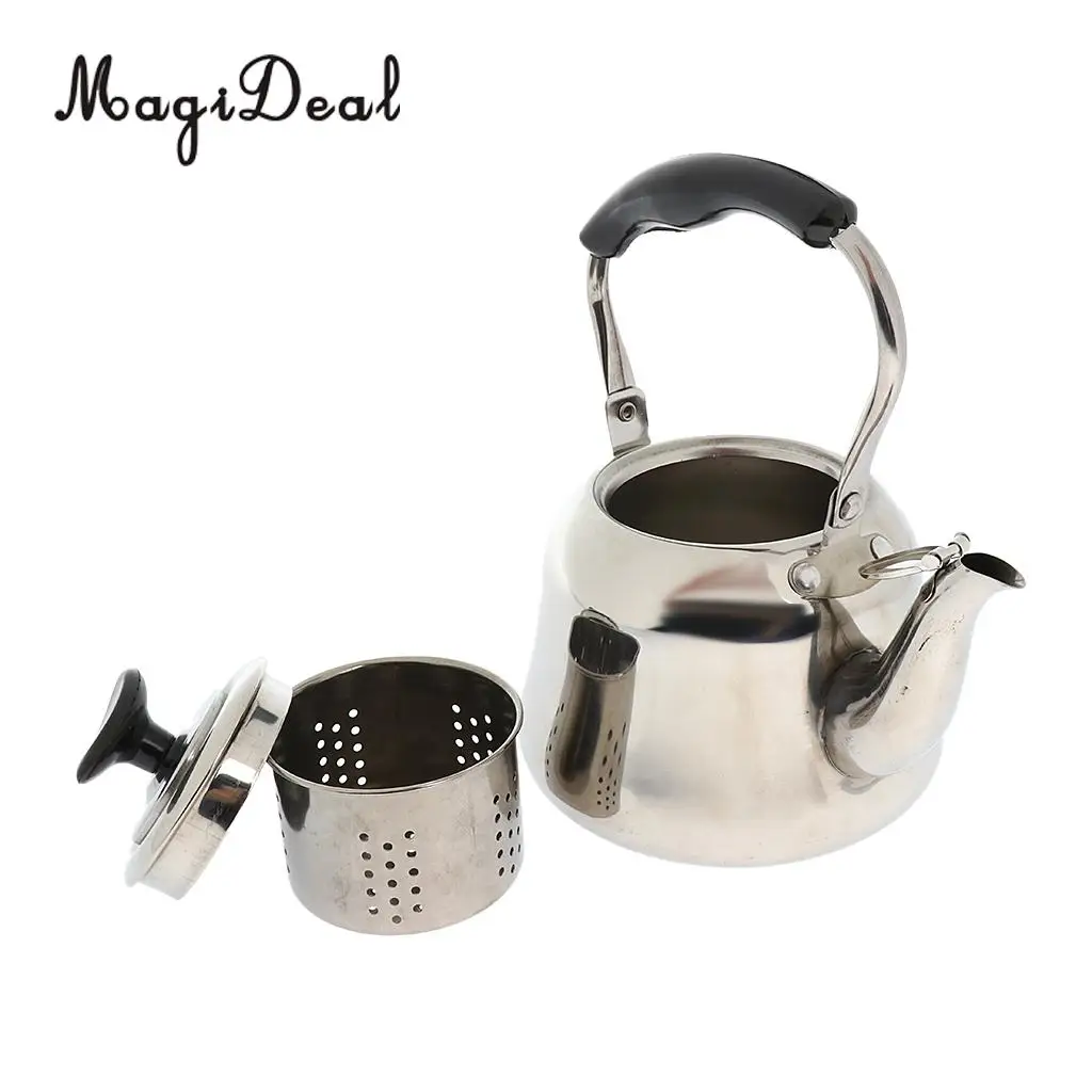 Whistling Kettle Stainless Steel Camping Kitchen Tea Coffee Water Pot 1L - 4L