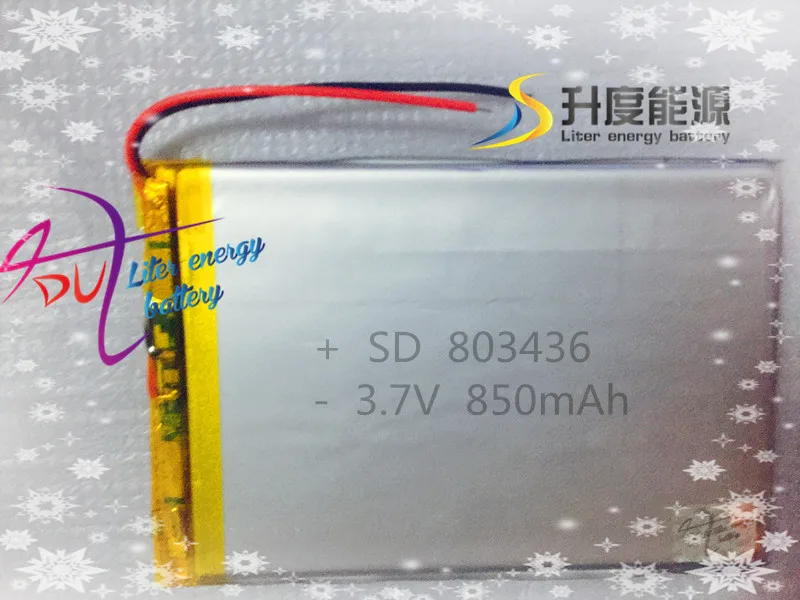 Sd-заказной 3,7 v маленький lipo аккумулятор 803436 850mAh