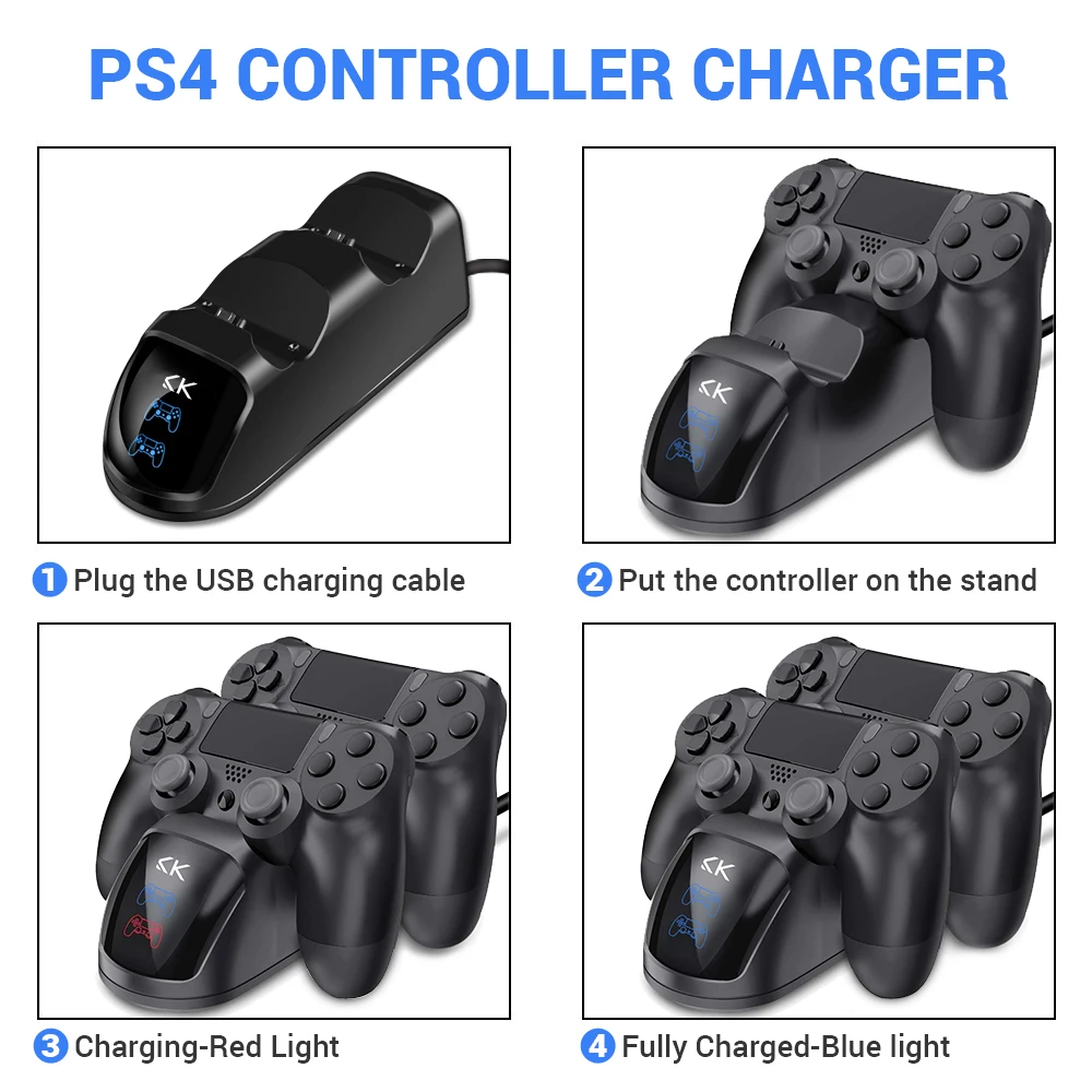 K ISHAKO для PS4 контроллер зарядное устройство, DualShock 4 PS4 контроллер usb зарядная станция Док-станция, Playstation 4 зарядные игры