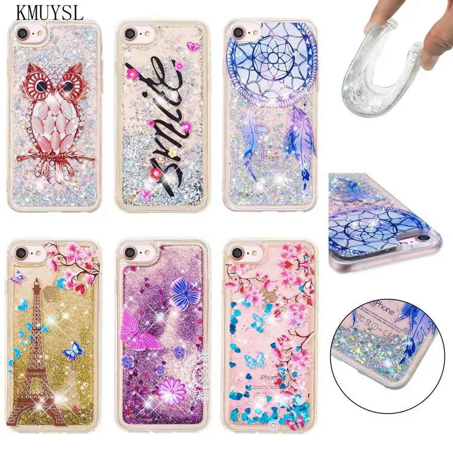 

KMUYSL Liquid Glitter Quicksand Case For iphone X Cases Silicone Soft Coque For iphone 5 5s Se Cover For iphone 6 6s 7 8 plus
