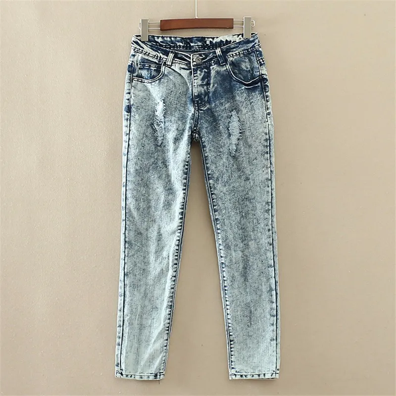 Специальное предложение Aelegantmis винтажные рваные джинсы женские повседневные ретро джинсы бойфренды джинсовые штаны женские прямые брюки