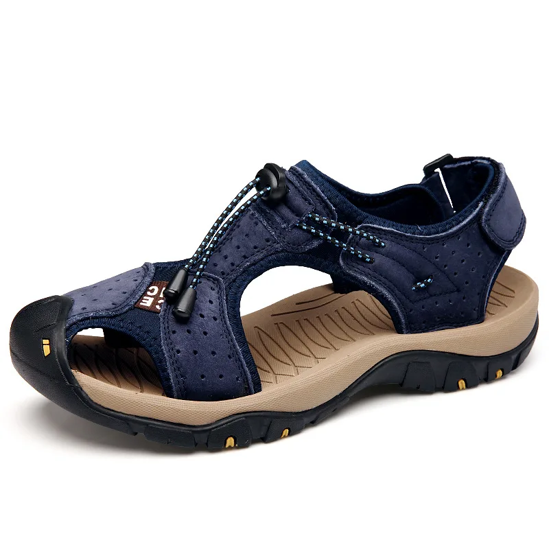 

New Fashion Summer Leisure Beach Men Shoes High Quality Leather Sandals Sneakers Genuine Leather Men Sandals Summer size 38-48