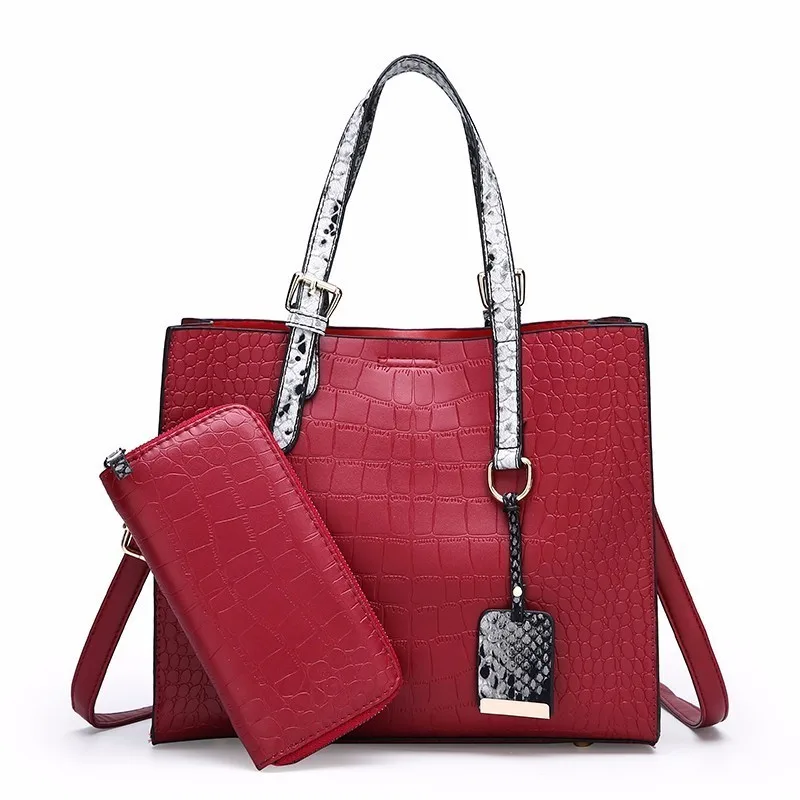 

2pc/sets Purses And Handbags Luxury Handbags Women Bags Designer 2019 Female Serpentine Leather Shoulder Bag Tote Large Capacity