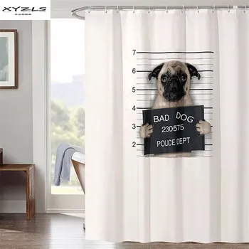 

XYZLS American Style Bad Dog Printed Shower Curtain Waterproof Mildew-proof Polyester Fabric Bathroom Curtains Bathroom Products