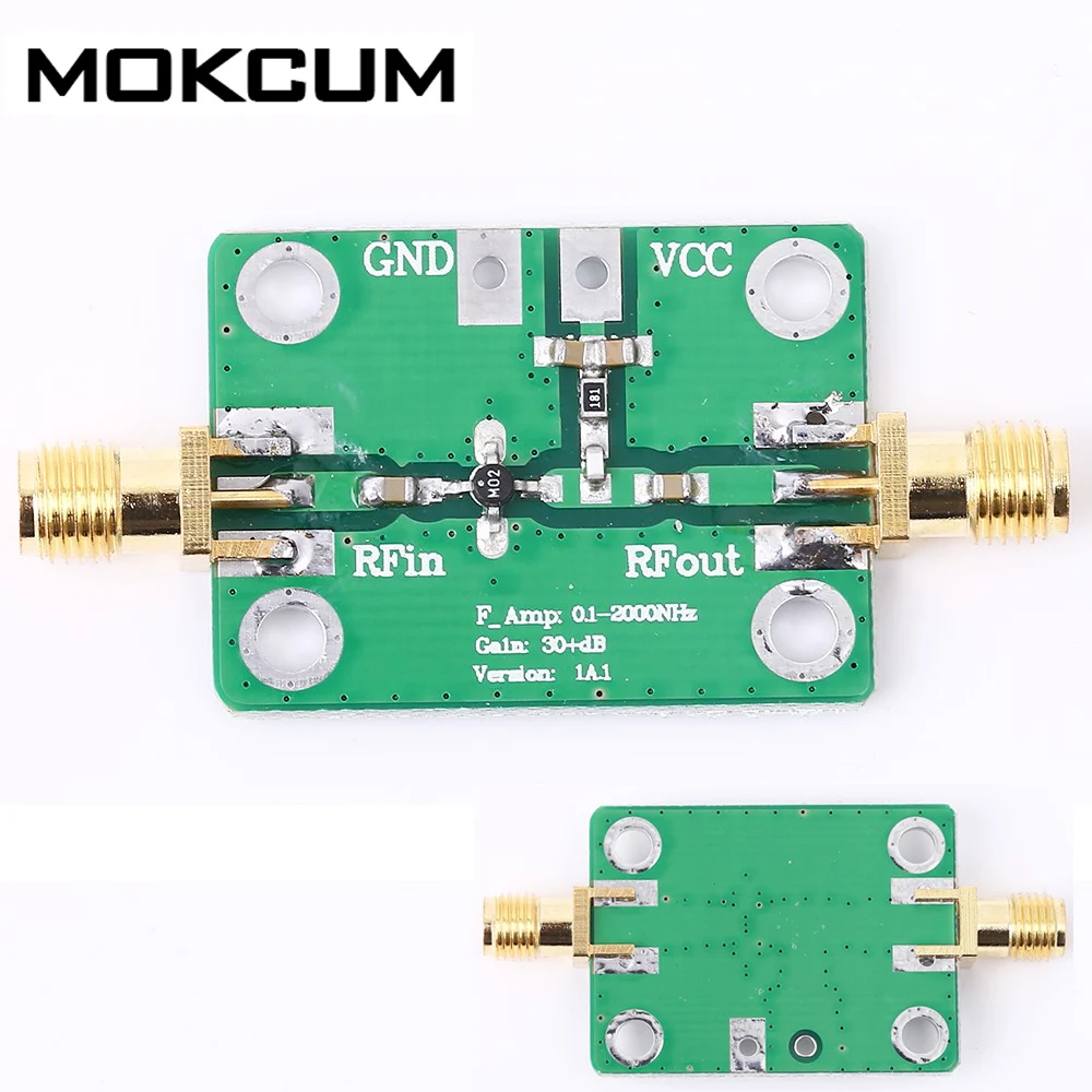 С источником питания от постоянного тока, 6 V-12 V 30dB с низким уровнем шума LNA широкополосный модуль 0,1-2000 МГц РФ широкополосный усилитель для генератор сигналов