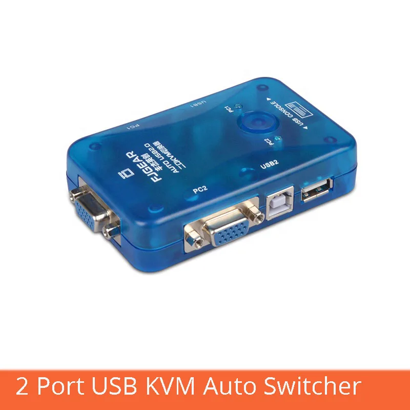 2 port USB KVM auto switch selector two in one out vga hotkey switch 2 hosts 1