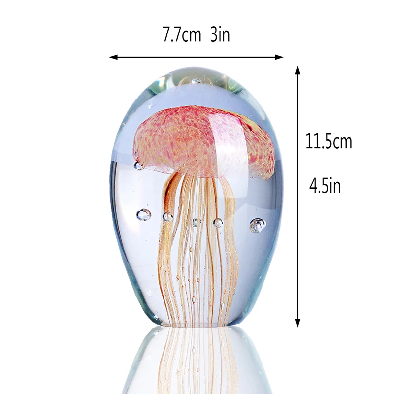 H& D ручная выдувная стеклянная художественная Медуза пресс-папье зеленое море животное Коллекционная фигурка для украшения комнаты