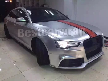 

Premium Matte chrome Silver Car Wrap Film With Air Bubble Free whole Vehicle Covering size 1.52x20m/Roll