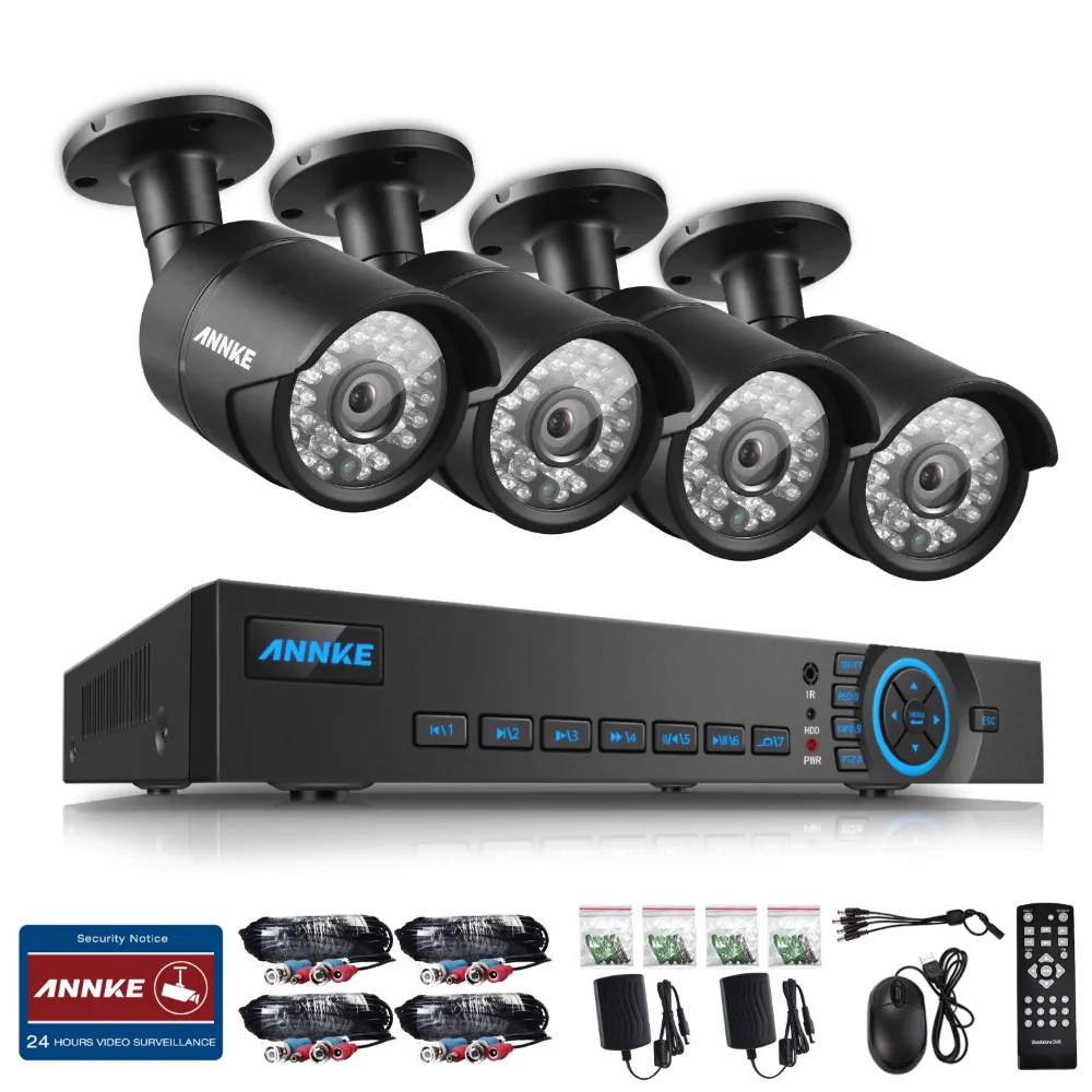 ANNKE 720P 8CH DVR Video 1280TVL IR CUT Home Surveillance Security Camera System