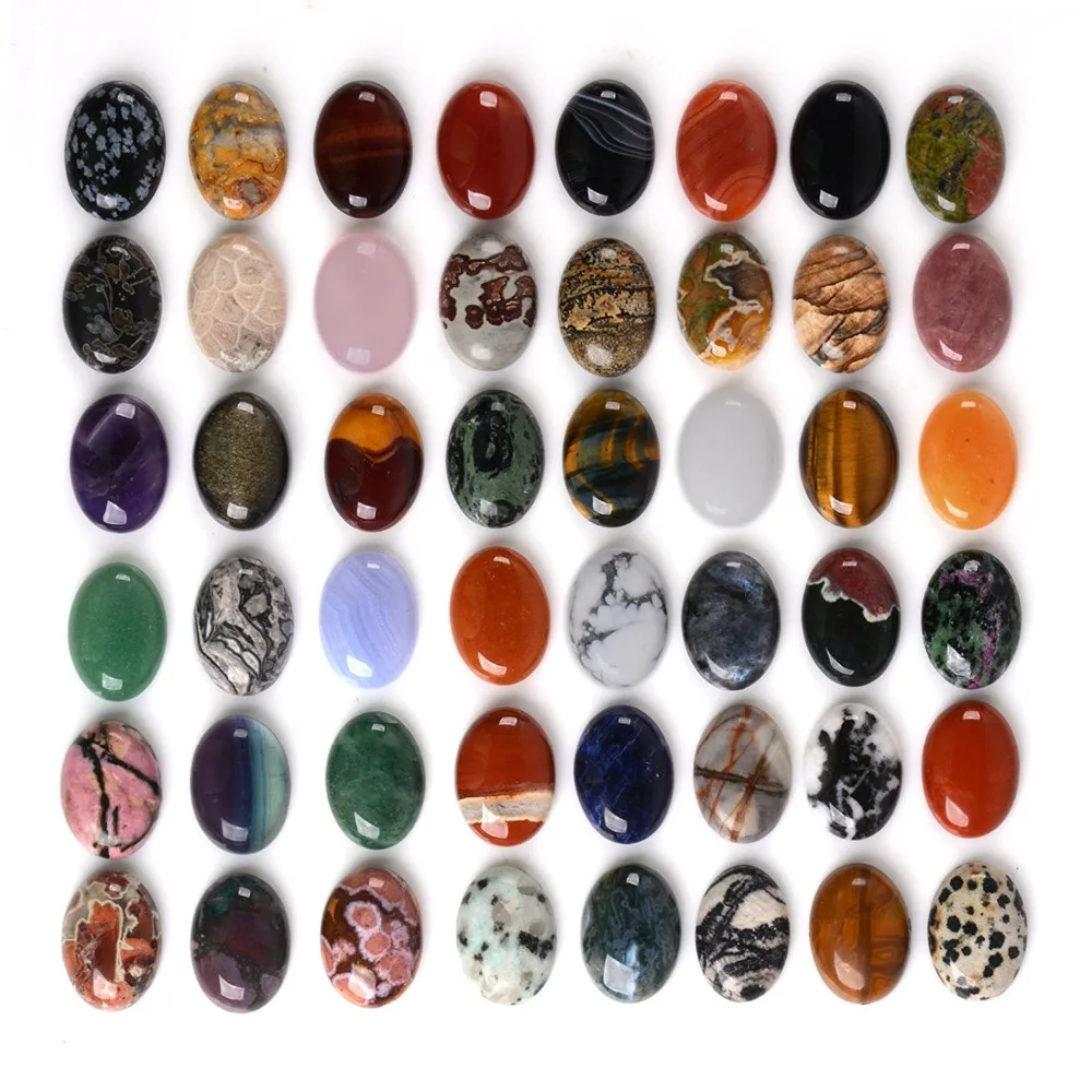 All Natural 24pcs Multi-color 25mm Gemstone Oval Cab Cabochon For Jewelry Making