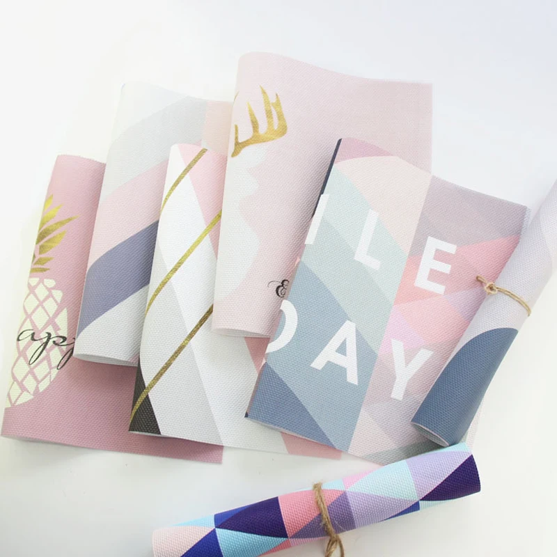 

4 PCS Pink Girl's PVC Tableware Placemat Pads Dining Table Mat Heat Insulation Geometric Gold Plated Placemats Drink Coasters