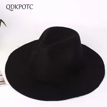 

QDKPOTC Chapeau Hot Sale Casual Fedoras Wide Brimmed Dome Hats High Quality Felt Hat Fedora Cap Womens Cloche Hat