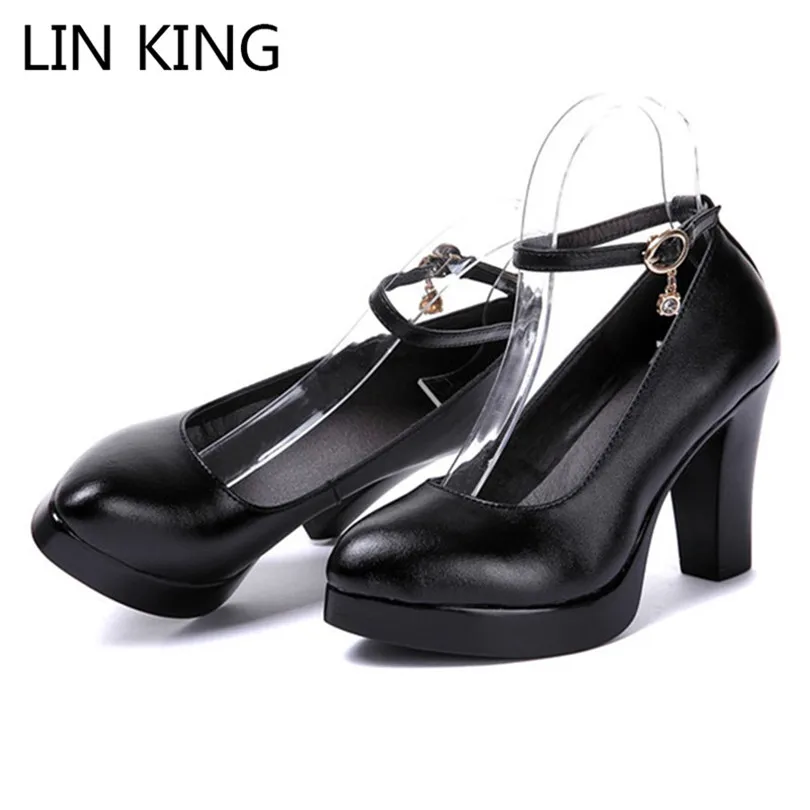 

LIN KING 3 Style Sexy Square Heel Women Pumps Buckle Platform Shoes Pointed Toe High Heel Shoes Lady Office Shoes Plus Size 43