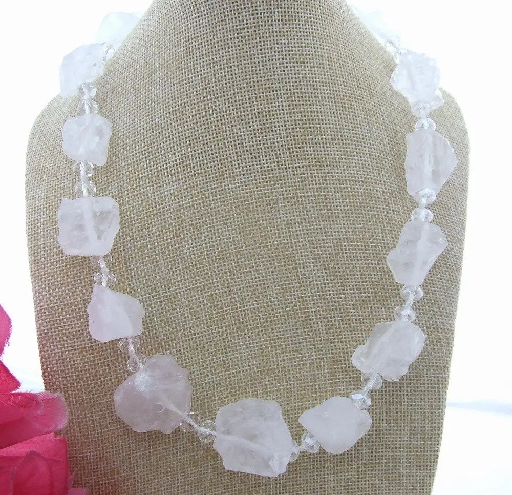 

FC040312 21" Natural 18MMx24MM White Crystal Rough Crystal Necklace