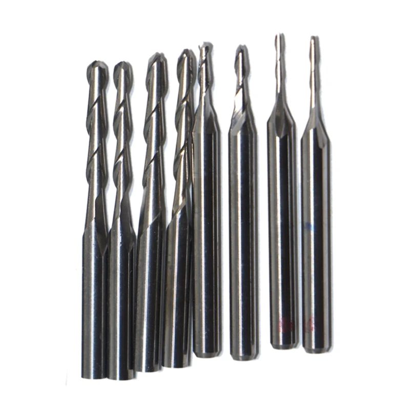 10 Piece Set 1.0-3.175Mm Ball Head Spiral Milling Cutter Carbide Burrless Engraving Machine Tool Cnc Engraving Milling Cutter