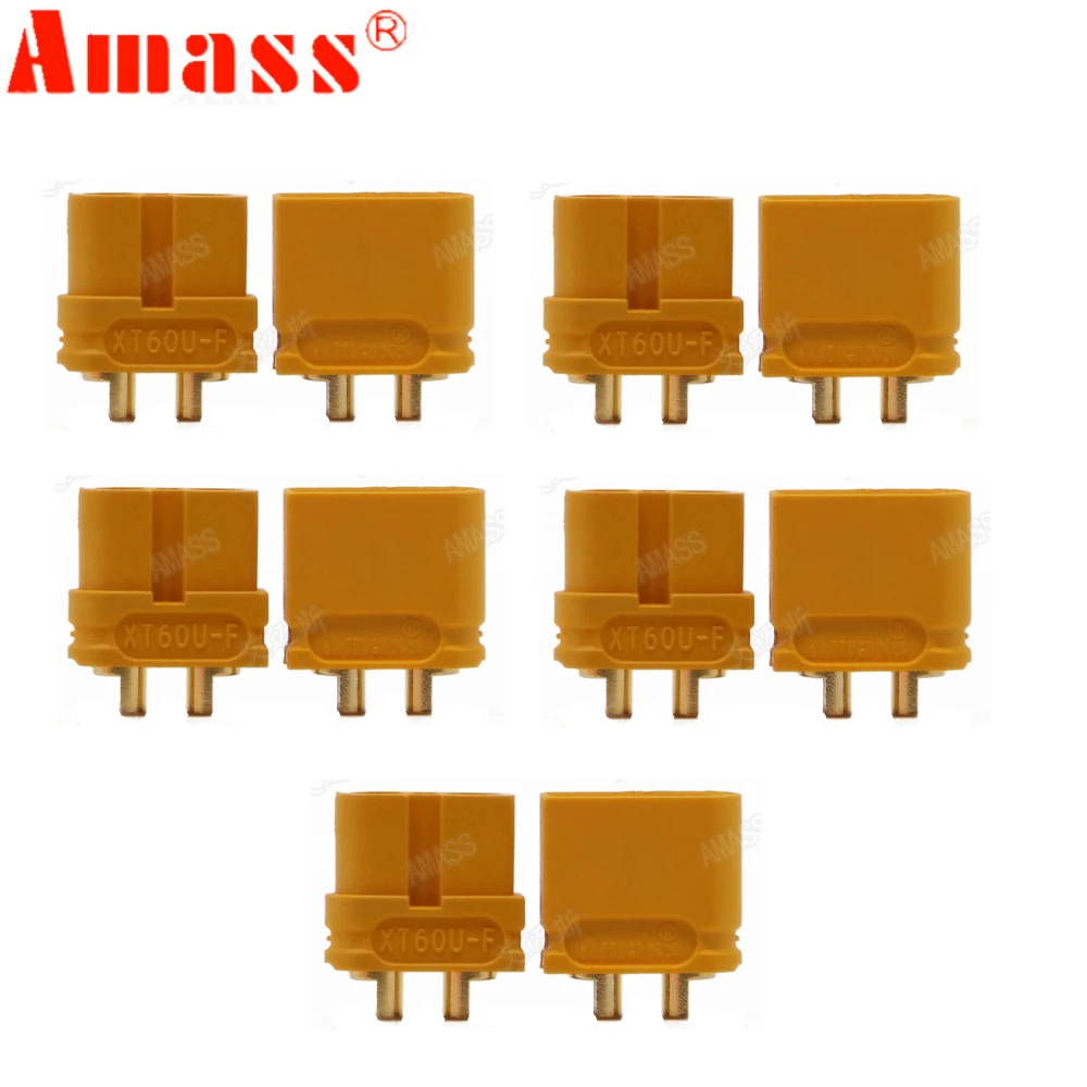 

5 Pair AMASS XT60U XT60 Upgrade Plug Connector with 3.5mm Gold Plated Banana Plug for 12AWG Wire
