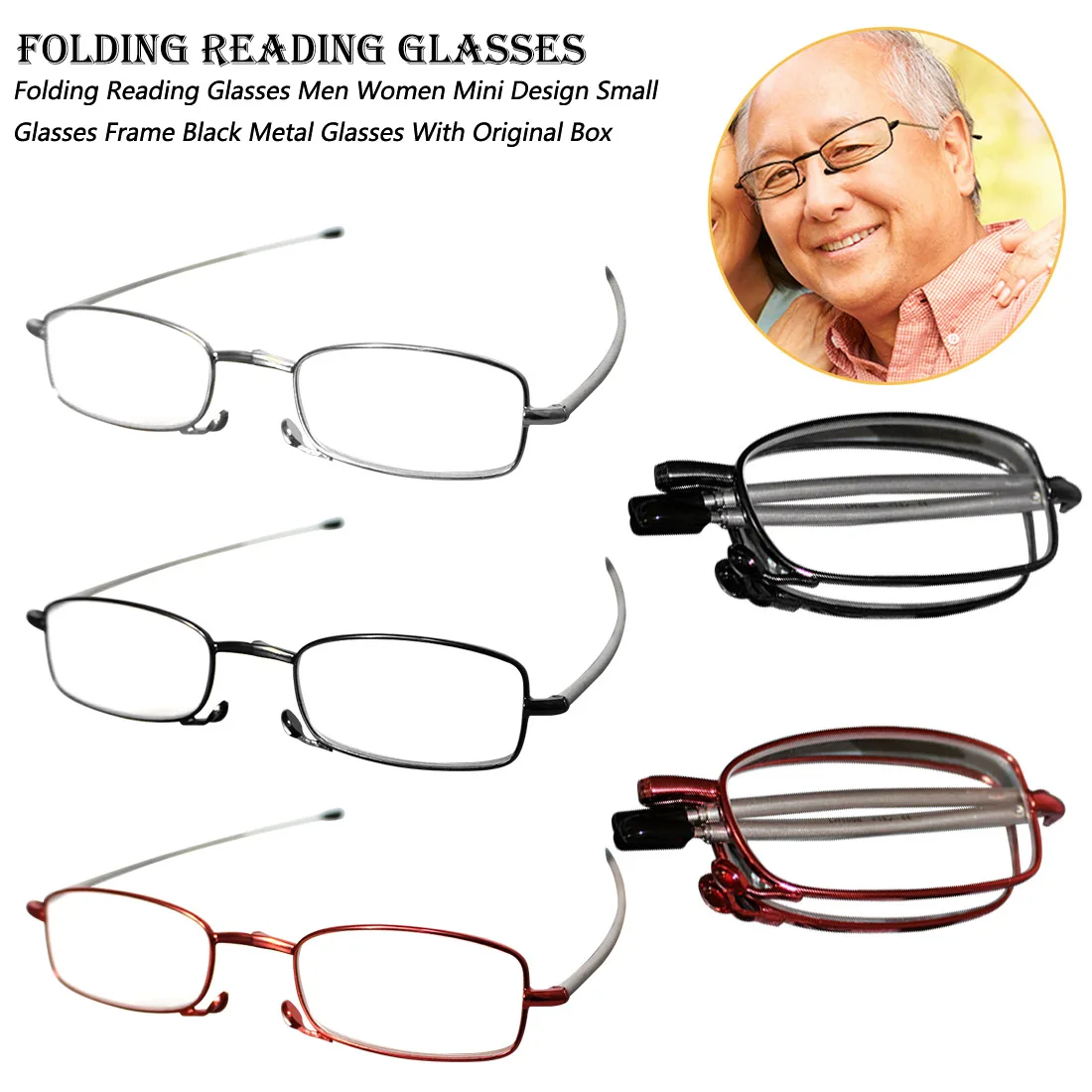 Дизайнерские очки для чтения для мужчин женщин складной Малый очки рамки черный металл с оригинальной коробке Gafas De Lectura