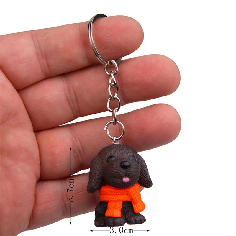 Cute Cartoon Scarf Dogs PVC Figures Toys Keychain Small Puppy Dogs Key Bag Pendants 4pcsset 10 sets (1)
