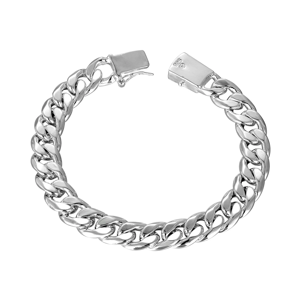 

925 Silver Bracelet Infinity 10Mm Quartet Side Men Geometric Silver Chain Bracelet 21cm Authentic New Brand Women Bracelet Gift