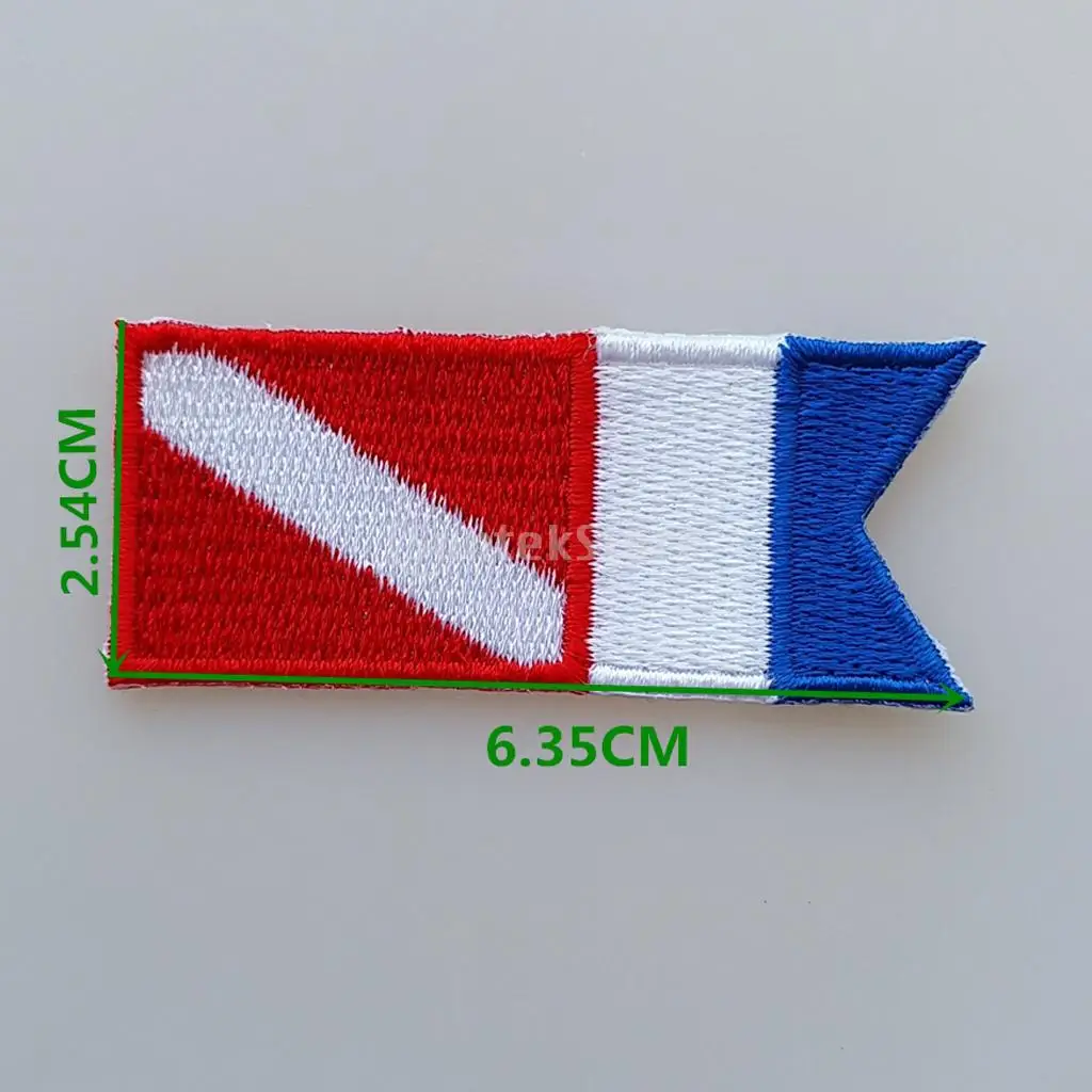 3Pcs Alpha Flag Diver Down Flag Patch Backpack Vest Bag Badge Scuba Diving Dive Sew On Iron-on Embroidered Patches Replacement