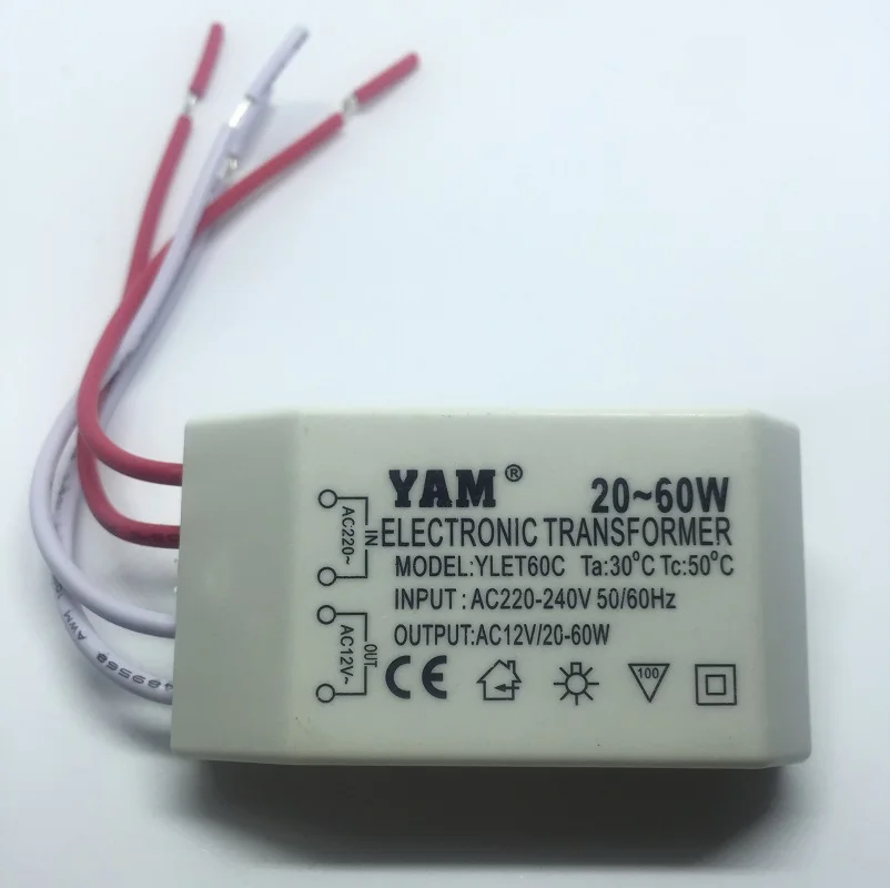 

YAM 20-60W 12V Halogen LED Lamp Electronic Transformer Droplight Down Light Spotlight Adapter HT955