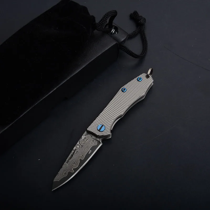 small titanium tactical folding knife rescue edc tools  (1)