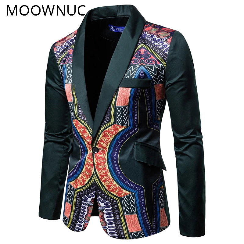 

Blazers Men's Jackets Coats Men's Suit Jackets Masculino New Hombre Ethnic Costumes Fashion Slim Fit Printed Casual MOOWNUC MWC